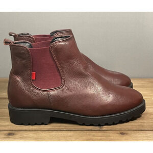 Marc Joseph New York Women's Chelsea Boots Size 6.5 Burgundy Leather Pull On Lug